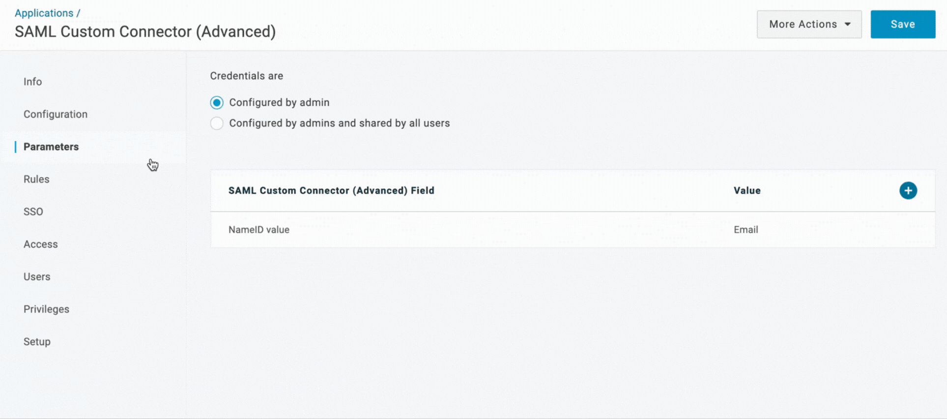 Paste attributes on OneLogin Admin Portal